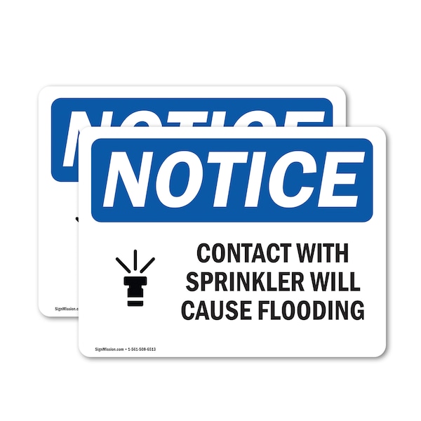 Signmission Contact With Sprinkler Will Sign With Symbol, 10 in W x Rectangle, Vinyl Decal OS-2PACK-NS-D-710-L-10802 - main